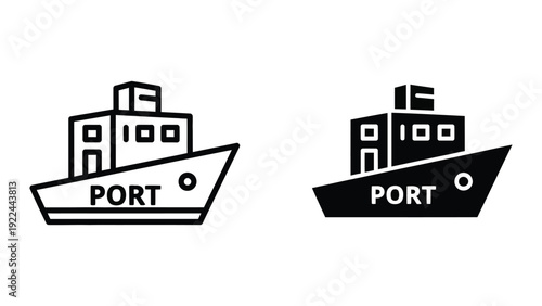 Cargo ship icons in black and white