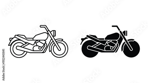 Black and white illustration of two motorcycles
