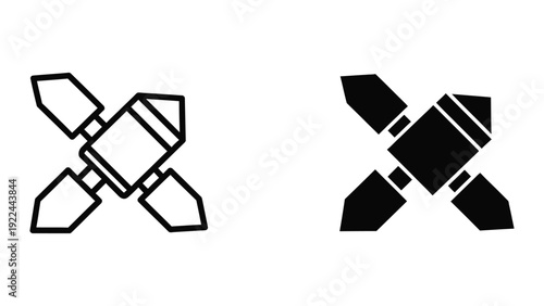 Satellite icons in outline and filled styles
