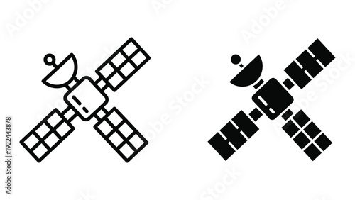 Satellite icons in black and white