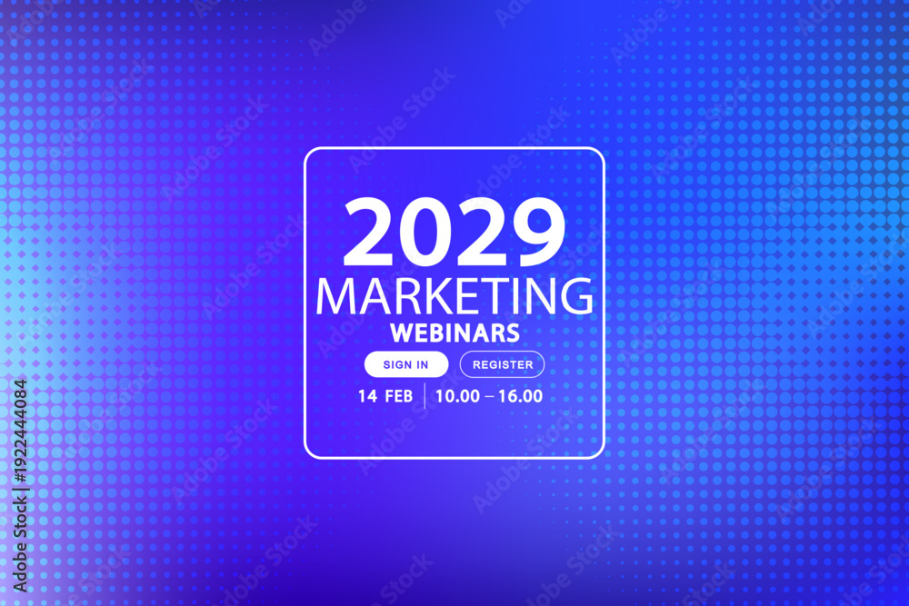 Obraz premium Futuristic blue background for marketing webinars and online conferences. Vector illustration with technical grid dots, ideal for digital transformation, tech workshop, and cybersecurity seminars.