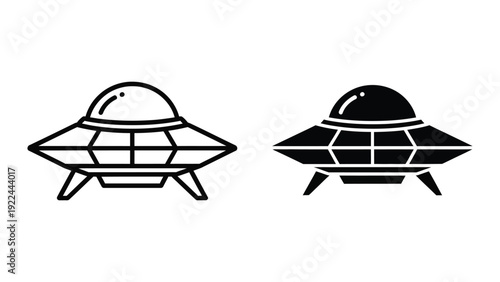 UFO icons in black and white