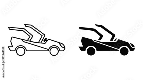 Convertible car outline and silhouette