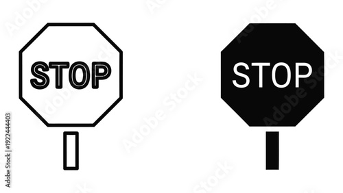 Stop signs in black and white