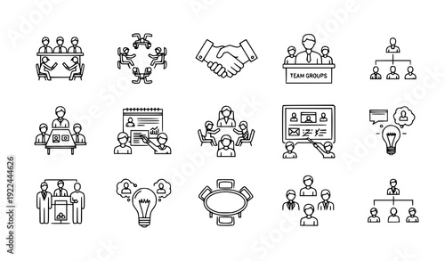 Work Group & Human Resources Thin Line Icon Vector Collection