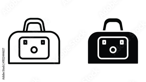 Camera bag icons in black and white