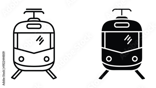 Subway train icons in black and white