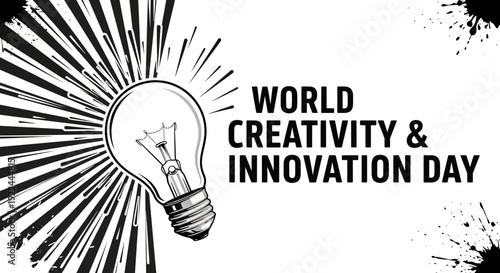 World Creativity & Innovation Day, Light Bulb Idea, Black and White
