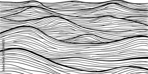Hand drawn natural abstract waves or rolling sand dunes