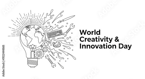 World Creativity and Innovation Day - Lightbulb Earth Idea Concept