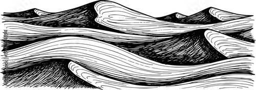 Hand drawn natural abstract waves or rolling sand dunes