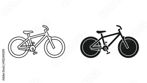 Two bicycles side by side in black and white
