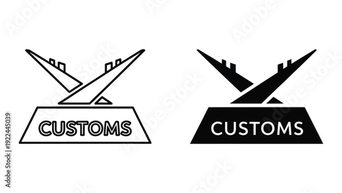 Customs logo template with airplane and X mark