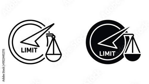 Limit sign with scales and lightning bolt