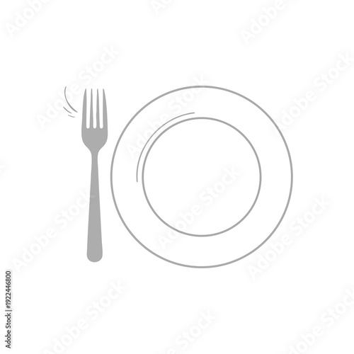 Empty Plate and Fork for Food Dining Concept