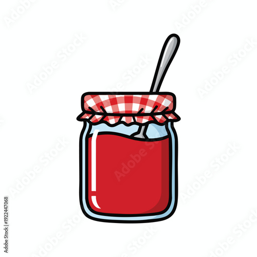 Fresh Homemade Jam in a Classic Glass Jar with Spoon