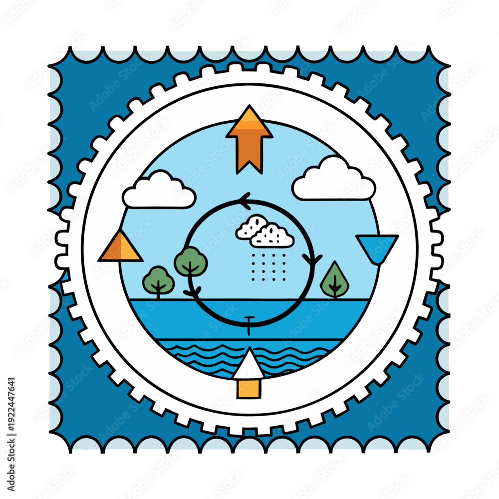 Obraz premium Water Cycle Harmony – Educational Awareness Stamp