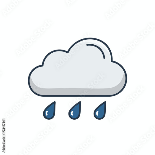 Cloudy Weather with Rainfall Illustration for Weather and Climate Concepts