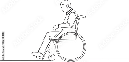 Person in wheelchair side view line art minimalist mobility illustration