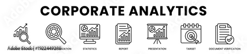 E04-Corporate Analytics All In One Icon Multi Styles Vector Set