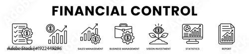 E03-Financial Control All In One Icon Multi Styles Vector Set