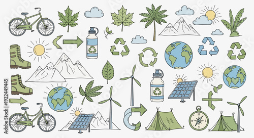 Eco Friendly Icons Set for Sustainability.