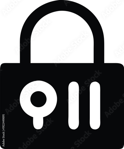 A black padlock with a keyhole and three vertical lines inside representing data privacy