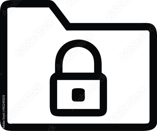 A black and white icon of a locked file folder.
