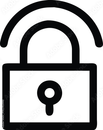 A digital illustration of an unlocked padlock with a keyhole and wi-fi signals