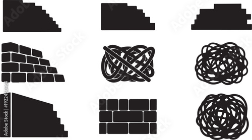 Geometric shapes and abstract designs in black and white