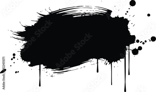 The image showcases a bold black brush stroke that is prominent against a stark