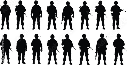 Set of elegant black dress silhouettes featuring long evening gowns and cocktail dresses for fashion design isolated on white background