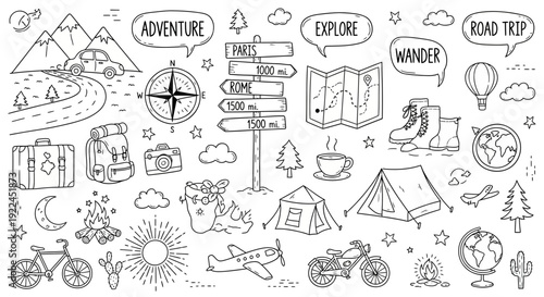 Travel Icons and Symbols for Adventure.