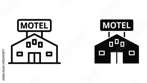Motel building icon set