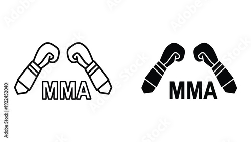 MMA boxing gloves icon set