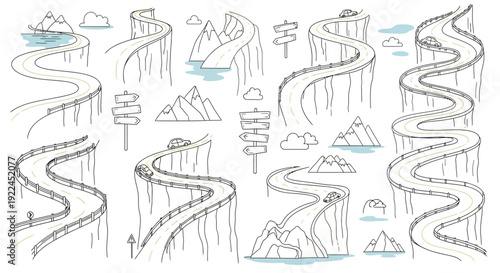 Hand Drawn Road Sketches and Illustrations.