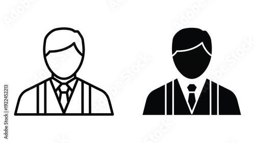 Two businessmen icons in black and white