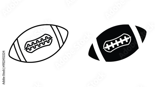 American footballs outlined and filled