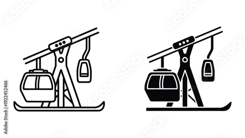 Cable car icons in black and white