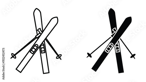 Skis and poles illustration