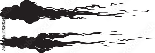 Black smoke clouds isolated on white background illustration design