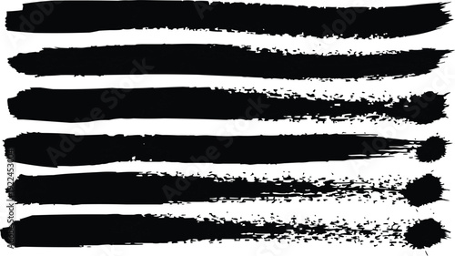 The image shows a series of black brush strokes. The varying thickness and density of the strokes create a dynamic visual contrast, drawing attention to the unique characteristics of each stroke. Some