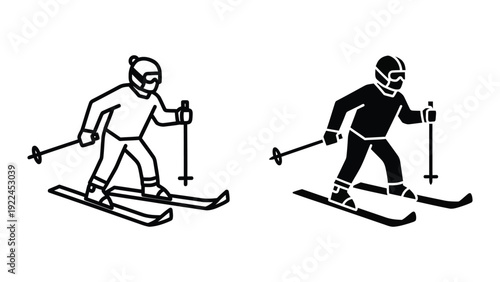 Two skiers in action