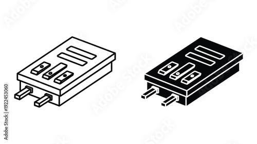 Electronic components on white background