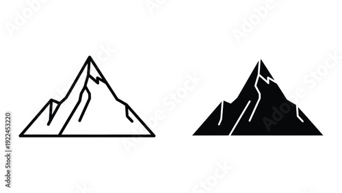 Black and white mountain icons