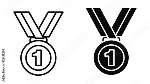 First place medal icon set