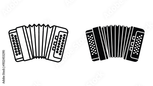 Accordion icons in black and white
