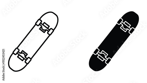 Black and white skateboard illustration