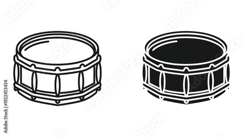 Two drum illustrations, one empty and one filled.