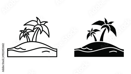 Tropical island with palm trees illustration